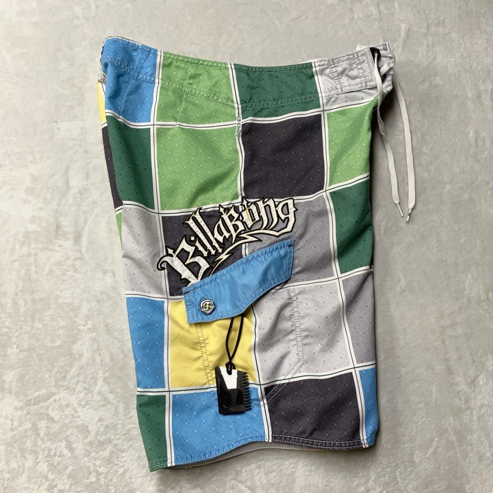 Y2K Billabong Board Shorts Mens 34 Spellout‎ Script Logo Colorful Surf Skate 00s